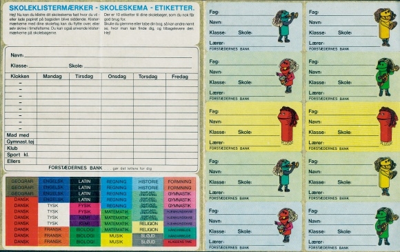 Timetable advertising, Forstædernes Bank, labels