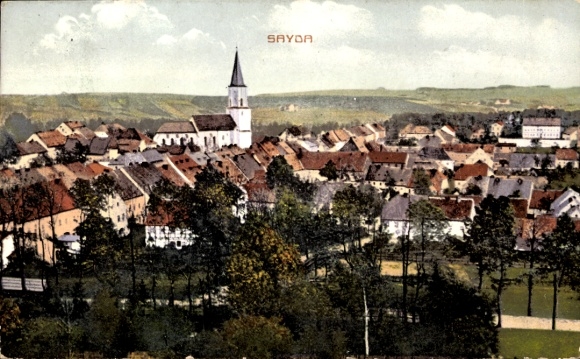 Ak Sayda im Erzgebirge, Gesamtansicht, Kirche