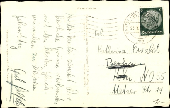 Postcard Elbe Sandstone Mountains, climbing on the Barbarine, mountaineer, Pfaffenstein, Walter Hahn 615