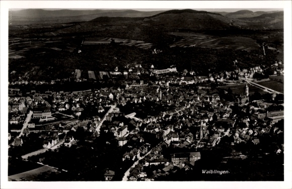 Postcard Waiblingen in Württemberg, aerial view of landscape, buildings,