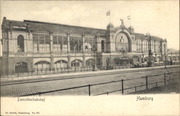 Postcard Hamburg Eimsbüttel Rotherbaum, Dammtorbahnhof, front view