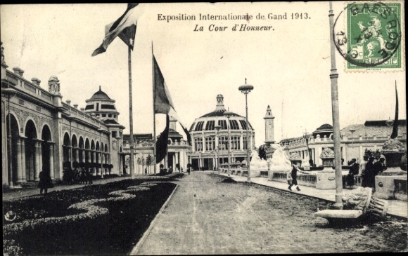 Postcard Gent Gent East Flanders, Court of Honour, International Exhibition 1913
