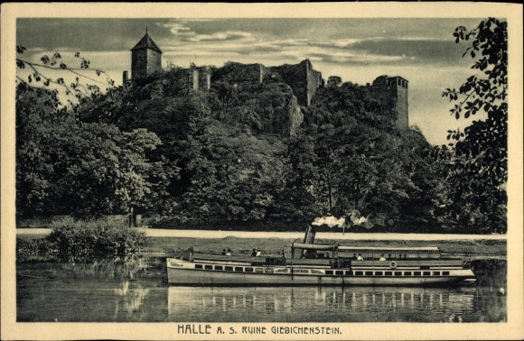 KP Giebichenstein Halle an der Saale, saloon parowiec Siegfried, ruiny