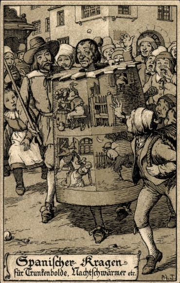 Artist Chromo-Litho Jodolfi, Spanish Collar, For Drunkards, Night Owls