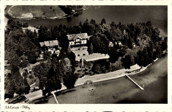 Postcard Schliersee in the district of Miesbach, Upper Bavaria, aerial photograph