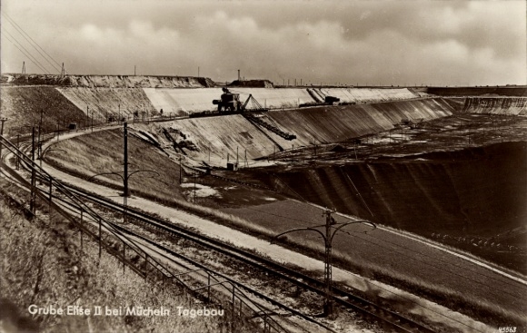 Ak Mücheln im Saalekreis, Grube Else II, Braunkohle Tagebau