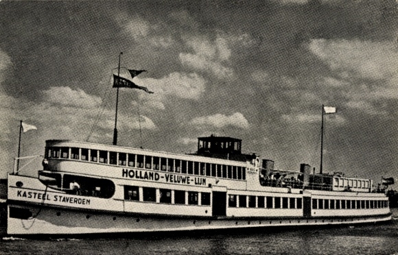 KP statek Kasteel Staverden, Holandia Veluwe Lijn, Harderwijk Amsterdam vv Stoomboot Mij