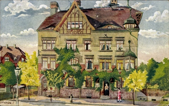 Artist Postcard Rahnfeld, A., Steinpleis Werdau in Saxony, Cafe Scharf
