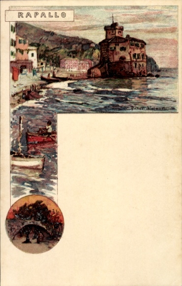 Artysta lito Wielandt, Manuel, Rapallo Liguria, obszar przybrzeżny, łodzie, most