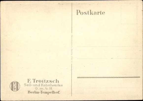 Artist PC Lüdke, E., Berlin Tempelhof, rope and cable works F. Troitzsch, railway, signals