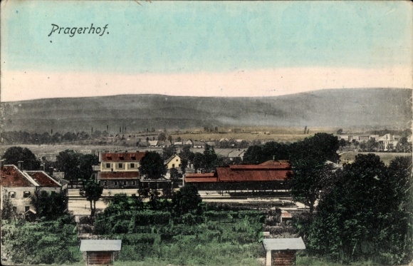 Ak Pragersko Pragerhof Slowenien, Verschiedene Gebäude, Landschaft, Hügel im Hintergrund