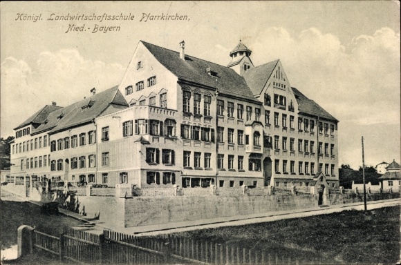 Postcard parish churches in Lower Bavaria, royal agricultural school