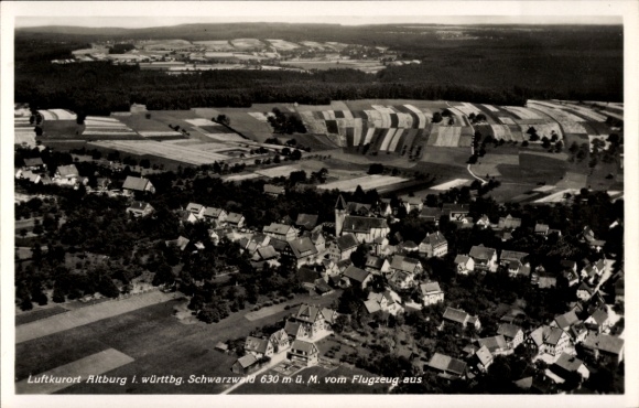 Postcard Altburg Calw in the Black Forest, aerial photograph, Gasthof Pension zum Lamm