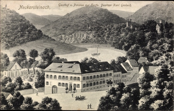Ak Neckarsteinach in Hessen, Gasthof Pension zur Harfe