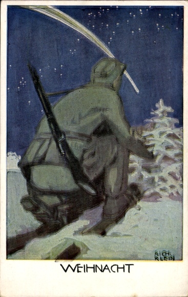 Artist PC Klein, Richard, Christmas, German soldier, Bavarian War Invalid Care