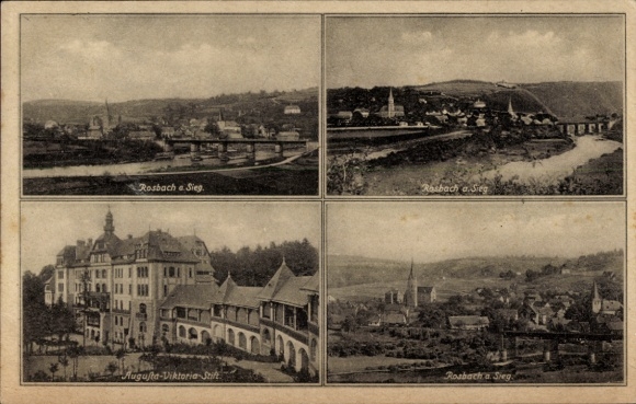 Postcard Rosbach Windeck an der Sieg, Four views of Augusta-Victoria-Stift,