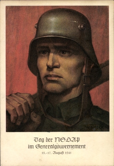Artist Postcard Hoeck, W., Krakow, Day of the NSDAP in the General Government 1941, Wehrmacht soldier