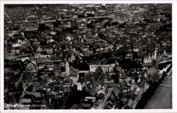 Postcard Pforzheim in the Black Forest, aerial view of the Black Forest, jewelry and watches
