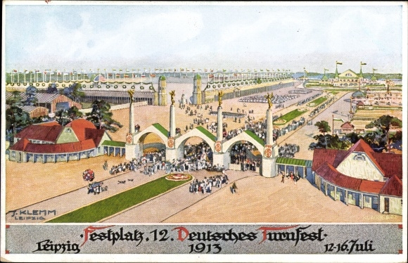 Artist PC Klemm, J., Leipzig in Saxony, 12th German Gymnastics Festival 1913, fairground