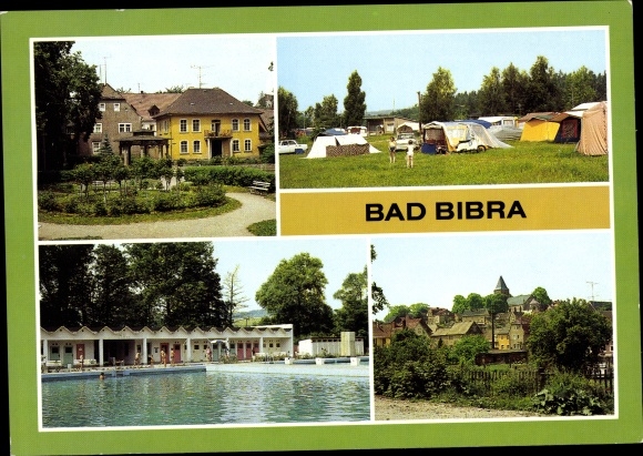 Postcard Bad Bibra in the Burgenland district, health resort, campsite, partial view, forest pool