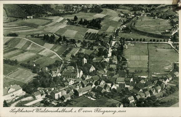Postcard Waldmichelbach Wald Michelbach in the Odenwald Hesse, aerial photograph