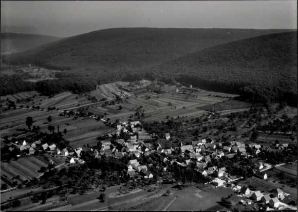 Postcard Gaggenau in the Murg Valley, Black Forest. The picture shows an aerial photograph of the town of Gaggenau...