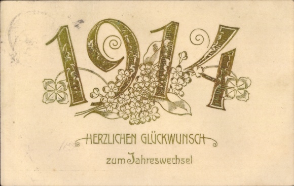 Präge Ak Glückwunsch Neujahr, Jahreszahl 1914, Klee