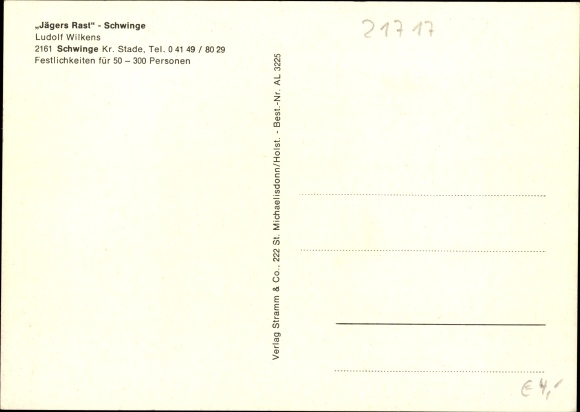 Postcard Schwinge district of Stade, Gasthof Jägers Rast, river section, meadow, forest