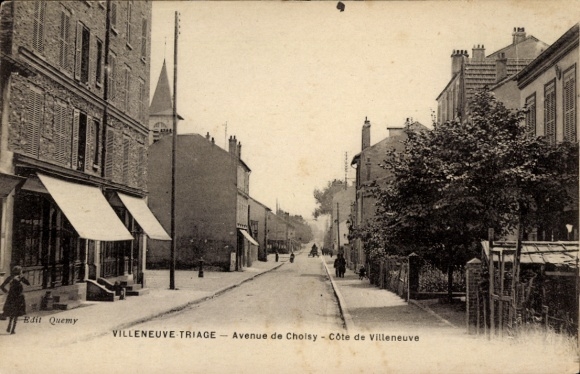 Ak Villeneuve Triage Val de Marne, Villenueve Triage, Avenue de Choisy, Straße, Bäume, Häuser