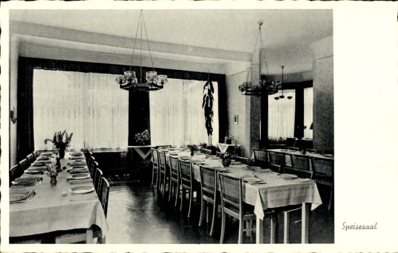 Postcard Braunlage in the Upper Harz, Waldhöhe recreation center, dining room