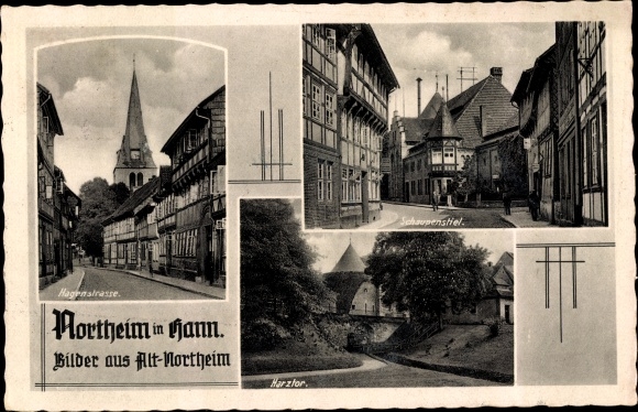 Postcard Northeim in Lower Saxony, Hagenstrasse, Schaupenstiel, Harztor