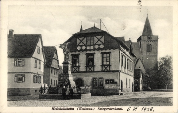 Postcard Reichelsheim in the Wetterau Hesse, war memorial