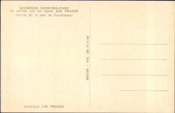 Postcard French passenger plane, Air France, Lockheed Constellation