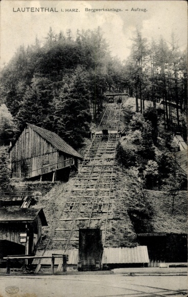 Ak Lautenthal Langelsheim im Oberharz, Bergwerksanlage, Aufzug