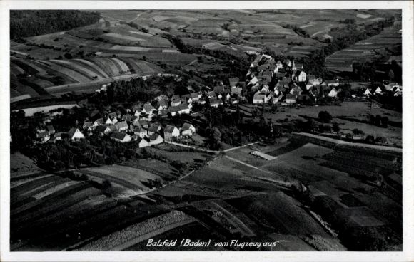 Ak Balzfeld Dielheim in Baden Württemberg, Luftaufnahme von Balzfeld, Sicht vom Flugzeug, Landsch
