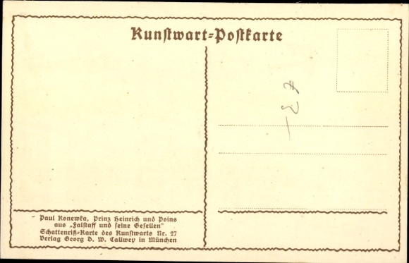 Paper cutting Postcard Konewka, Paul, Prince Heinrich and Poins