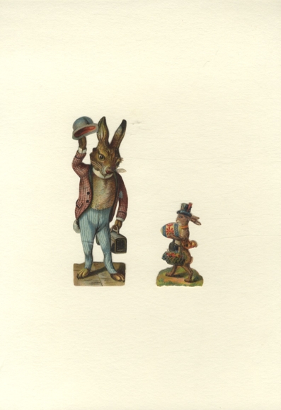 2 wafer Easter bunnies with hat, approx. 12 x 5 cm and 6 x 4 cm