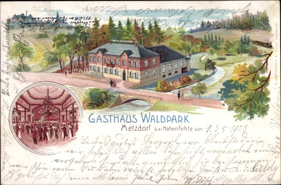 Litho Metzdorf Hohenfichte Leubsdorf in Sachsen, Waldpark