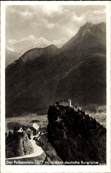 Postcard Pfronten in Allgäu Bavaria, Falkenstein Castle, castle hotel, aerial photograph