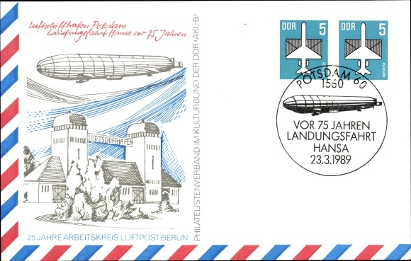 Postwaardekaart Ansichtkaart Zeppelin, Hansa landingstocht 75 jaar geleden