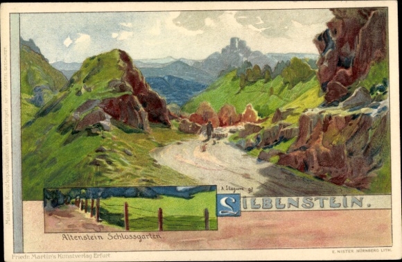 Artysta lito Stagura, A., Bad Liebenstein w dzielnicy Wartburg, Ogród Zamkowy Altenstein, ścieżka