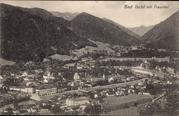 KP Bad Ischl w Górnej Austrii, Trauntal, góry, widok na miasto