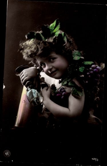 Postcard Child, portrait with Wine Glass, Grapevines, NPG 429/3