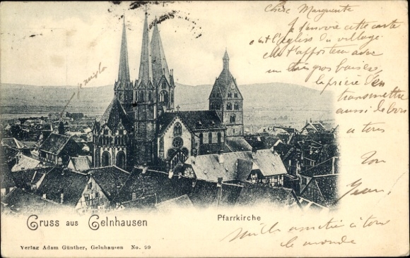 Postcard Gelnhausen in Hessen, parish church