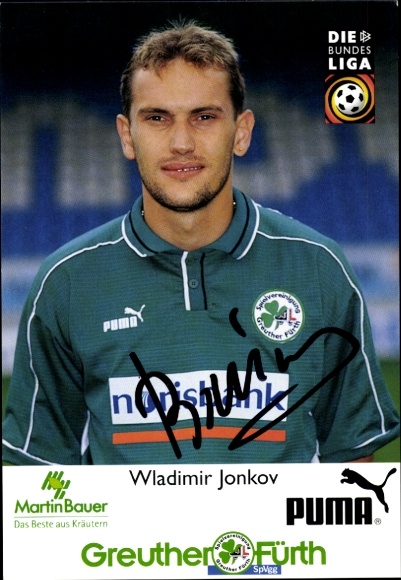 Autograph card footballer Vladimir Jonkov, SpVgg Greuther Fürth, autograph