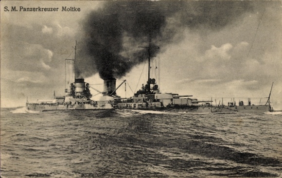 Ak Deutsches Kriegsschiff, SMS Moltke, Panzerkreuzer, Kaiserliche Marine