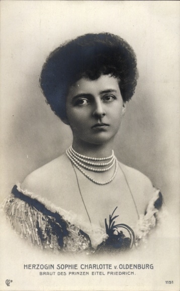 Postcard Princess Eitel Friedrich of Prussia, Sophie Charlotte of Oldenburg
