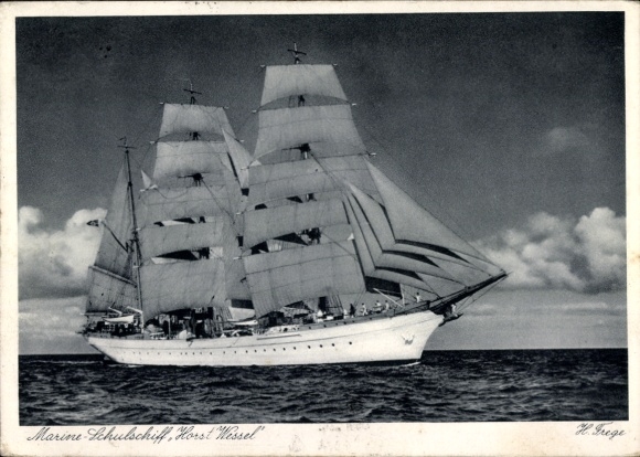 Ak Marine Schulschiff Horst Wessel, Segelschiff