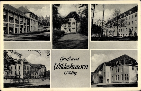 Postcard Wildeshausen in Oldenburg, town views, buildings, school