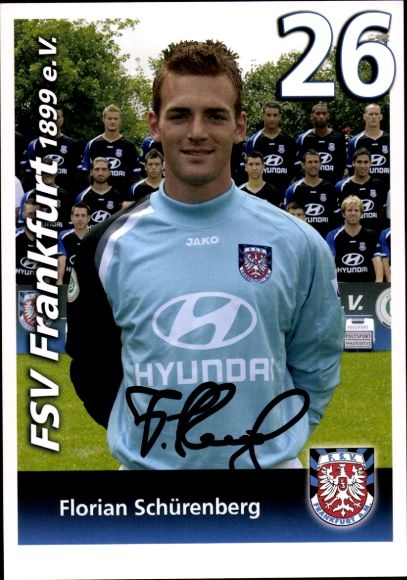 Autogrammkarte Fußballer Florian Schürenberg, FSV Frankfurt, Autogramm